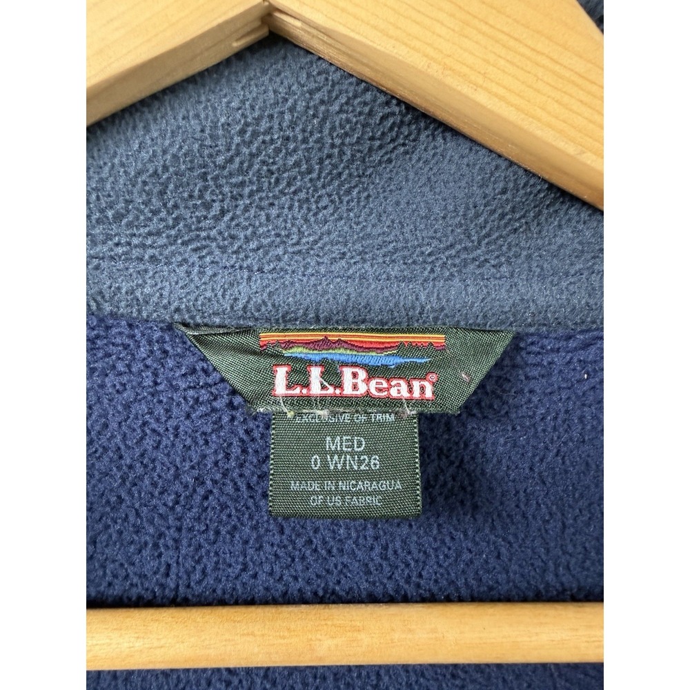 Vintage LL Bean Men's SZ M Thick Blue Full Zip Fleece Jacket Outdoors Pockets - Picture 3 of 7